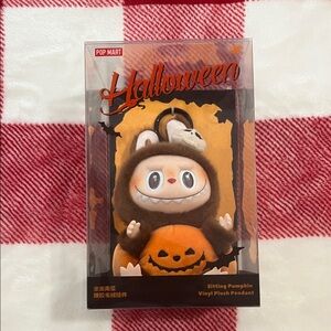 Pop Mart Halloween Sitting Pumpkin Vinyl Plush Pendant - Brown & Orange